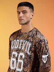 Go Devil 66 Printed Paisley Black & Brown Co-ord Set for Men