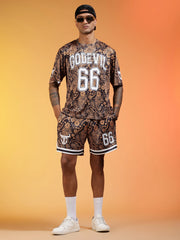 Pack of 2 Go Devil 66 Printed Paisley Blue & White & Golden & Black Co-ord Set for Man