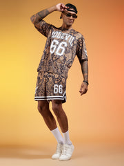 Go Devil 66 Printed Paisley Black & Brown Co-ord Set for Men