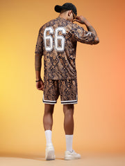 Go Devil 66 Printed Paisley Black & Brown Co-ord Set for Men