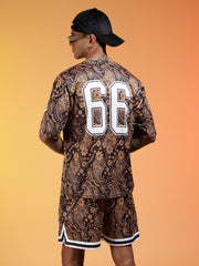Go Devil 66 Printed Paisley Black & Brown Co-ord Set for Men
