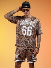 Go Devil 66 Printed Paisley Black & Brown Co-ord Set for Men