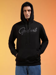 Go Devil Black Rhinestone Logo Pullover Hoodie For Men's