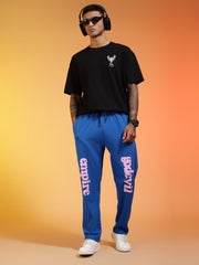 Go Devil Men’s Blue Soft Stretchable Casual Graphic Printed Joggers