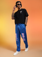 Go Devil Men’s Blue Soft Stretchable Casual Graphic Printed Joggers
