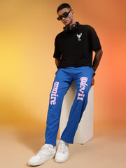 Go Devil Men’s Blue Soft Stretchable Casual Graphic Printed Joggers