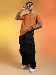 Go Devil Logo Printed Rust Orange Lightweight Activewear T-Shirt For Men