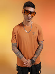 Go Devil Logo Printed Rust Orange Lightweight Activewear T-Shirt For Men