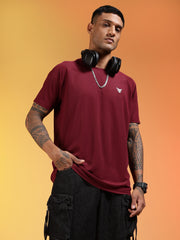 Go Devil Logo Printed Maroon Lightweight Activewear T-Shirt For Men