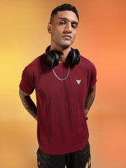 Go Devil Logo Printed Maroon Lightweight Activewear T-Shirt For Men