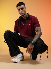 Go Devil Logo Printed Maroon Lightweight Activewear T-Shirt For Men