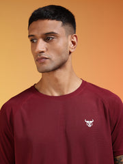 Go Devil Logo Printed Maroon Lightweight Activewear T-Shirt For Men
