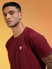 Go Devil Logo Printed Maroon Lightweight Activewear T-Shirt For Men