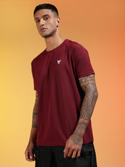 Go Devil Logo Printed Maroon Lightweight Activewear T-Shirt For Men