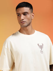 Go Devil Men’s Cream Scorpion Graphic Oversized T-Shirt
