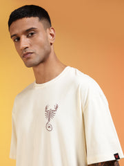 Go Devil Men’s Cream Scorpion Graphic Oversized T-Shirt