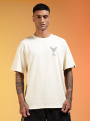Go Devil Men’s Cream Scorpion Graphic Oversized T-Shirt