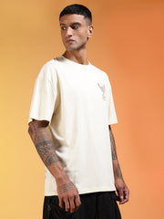 Go Devil Men’s Cream Scorpion Graphic Oversized T-Shirt