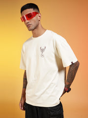 Go Devil Men’s Cream Scorpion Graphic Oversized T-Shirt