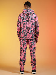 Go Devil Men’s Pink Abstract Printed Hooded Co-Ord Set
