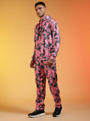 Go Devil Men’s Pink Abstract Printed Hooded Co-Ord Set