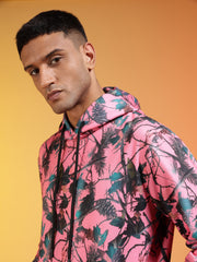 Go Devil Men’s Pink Abstract Printed Hooded Co-Ord Set