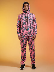 Go Devil Men’s Pink Abstract Printed Hooded Co-Ord Set