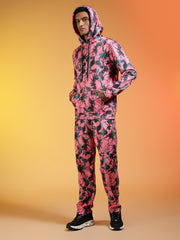 Go Devil Men’s Pink Abstract Printed Hooded Co-Ord Set