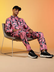 Go Devil Men’s Pink Abstract Printed Hooded Co-Ord Set