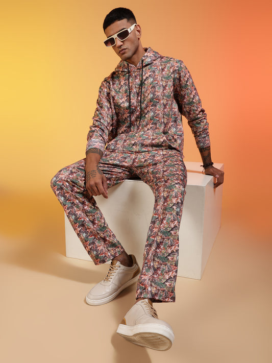 Go Devil All-Over Abstract Print Hooded Co-ord Set For Men