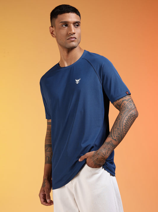 Go Devil Logo Printed Navy Blue Lightweight Activewear T-Shirt For Men