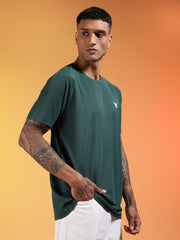 Go Devil Logo Printed Dark Green Lightweight Activewear T-Shirt For Men