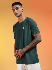 Go Devil Logo Printed Dark Green Lightweight Activewear T-Shirt For Men