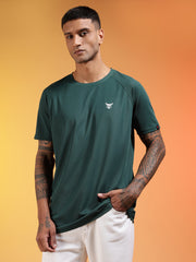 Go Devil Logo Printed Dark Green Lightweight Activewear T-Shirt For Men