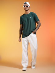 Go Devil Logo Printed Dark Green Lightweight Activewear T-Shirt For Men