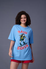 Baid Boiyn Printed Blue Oversized T-Shirt for Women