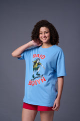 Baid Boiyn Printed Blue Oversized T-Shirt for Women