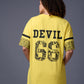 Go devil 66 Back Paisley Printed Lemon Yellow Oversized T-Shirt for Women