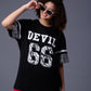 Go Devil 66 in White Printed Black Paisley Oversized T-Shirt for Women