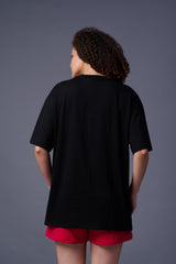 Devil Empire Printed Black Oversized T-Shirt for Women