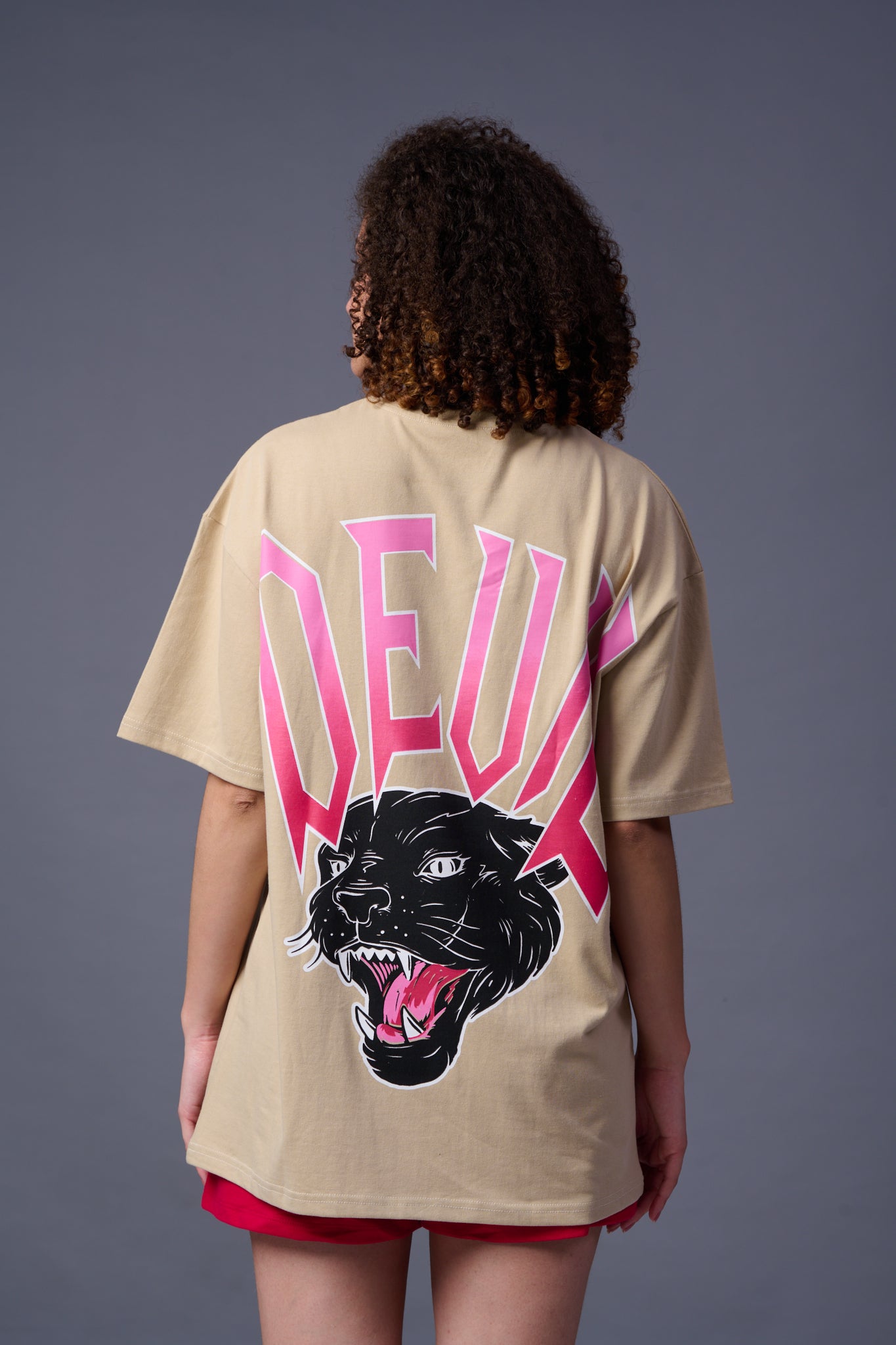 Devil Tiger Printed Ivory  Oversized T-Shirt for Women