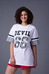 Go Devil 66 Printed White Paisley Print Oversized T-Shirt for Women