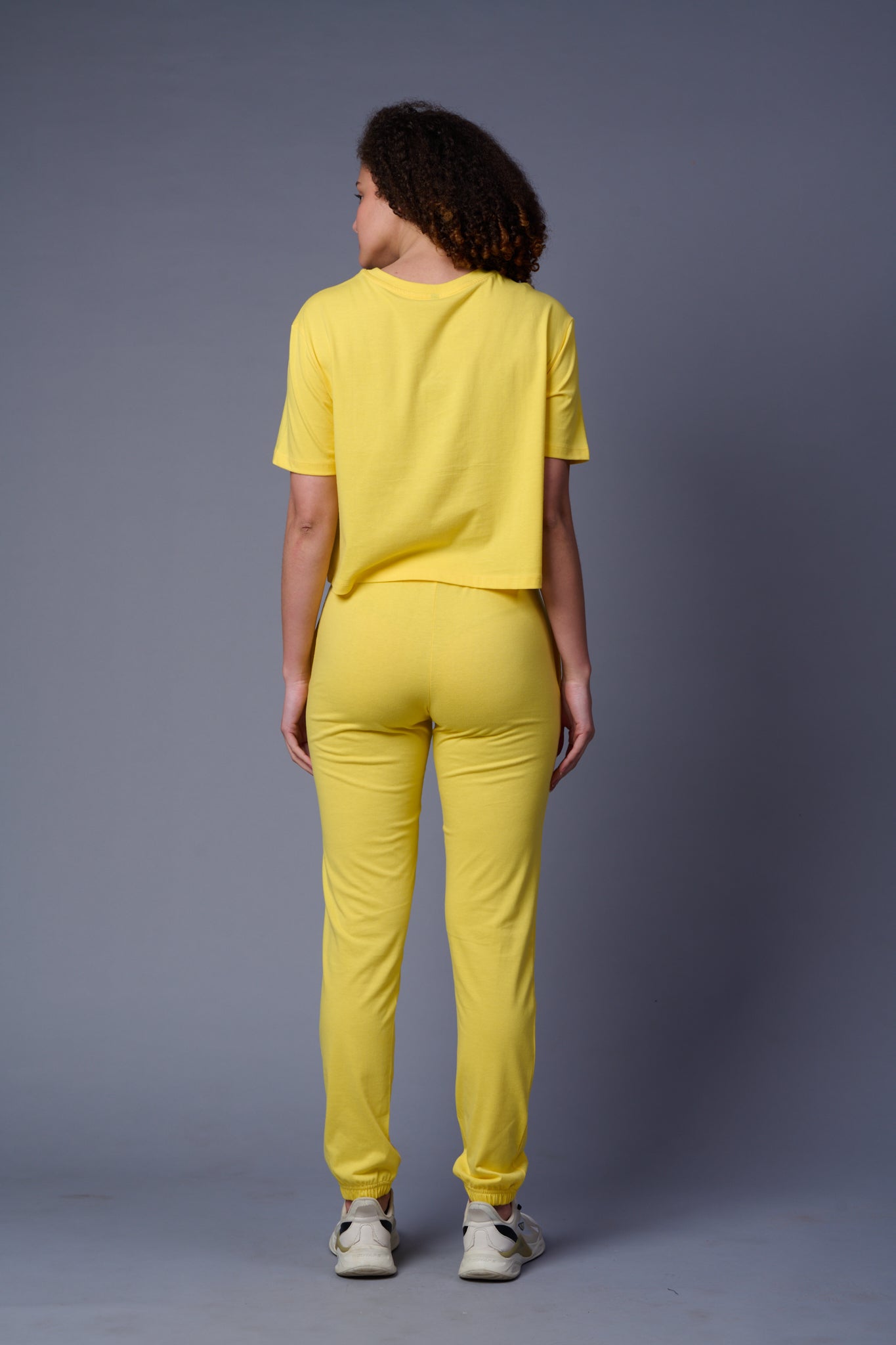 Flower Printed Lemon Yellow Full Size Co-ord Set for Women