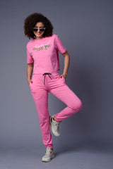 Go Devil With Flower Printed Pink Full Size Co-ord Set for Women