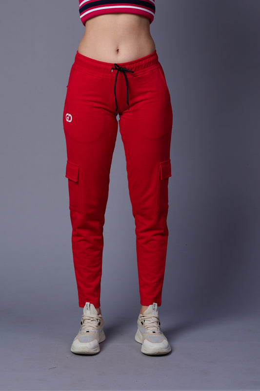 Red Cargo  Joggers for Women