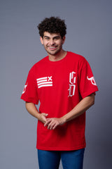 Devil 66 GDX Back printed Red Oversized T-Shirt for Men
