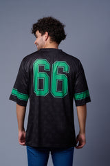 Go Devil 66 (In Green) Printed Black Jersey Oversized T-Shirt for Men