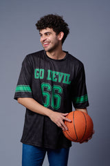 Go Devil 66 (In Green) Printed Black Jersey Oversized T-Shirt for Men