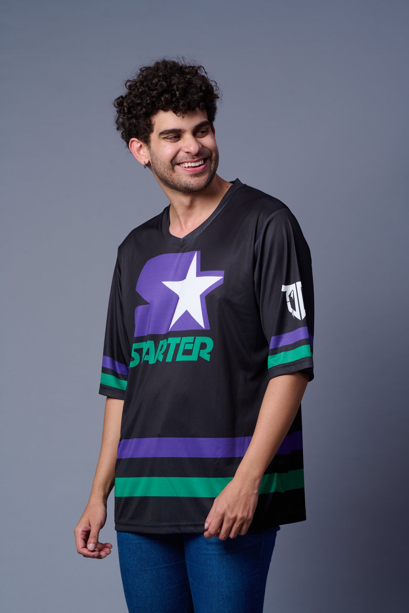 Starter In Green Printed Black and Purple Oversized T-Shirt for Men