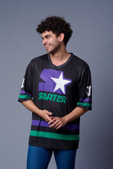 Starter In Green Printed Black and Purple Oversized T-Shirt for Men